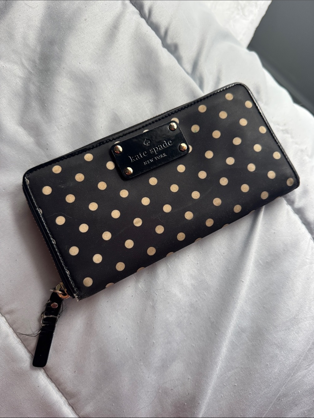 kate spade Black & White Polka Dot Zip Wallet